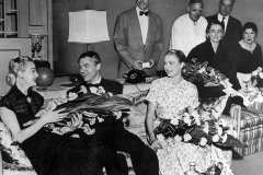 1951 Lynn Salsbury, Whitfield Connor, Grace Kelly, and Helen Bonfils (in maid uniform) at Historic Elitch Theatre