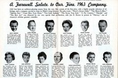 Program Page acknowledging the 1963 Summer Stock cast, plus Joe E. Brown. Cast included John Holden, Whitfield Connor, Mala Powers, Tom Palmer, Mary Jackson, Joel Marston, Susan McClintock, Ronnie Welsh, and Boyd Dumrose.