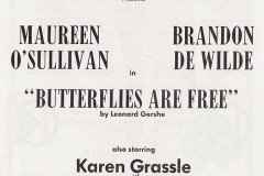 1972 - Butterflies are Free (Brandon deWilde, Karen Grassle and Maureen O'Sullivan) Historic Elitch Theatre - program inside cover