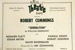 1968 Program title page for Generations, starring Robert Cummings and with Robert Osborne, at Elitch Theatre.