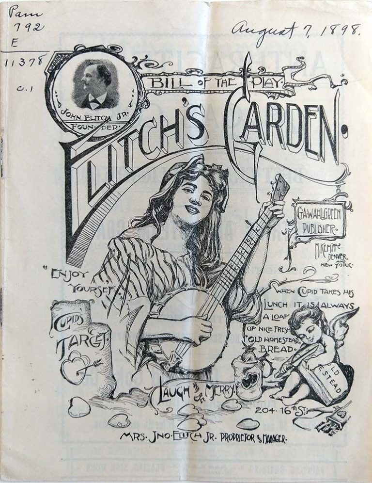 August 7, 1898 program cover for That Dinner at Olympia, adapted by George R. Edeson, at Elitch Theatre.
