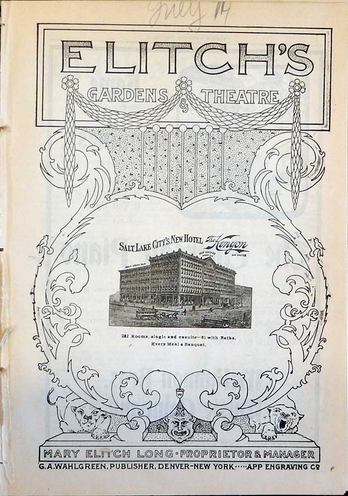 1901 Elitch Theatre Program Cover