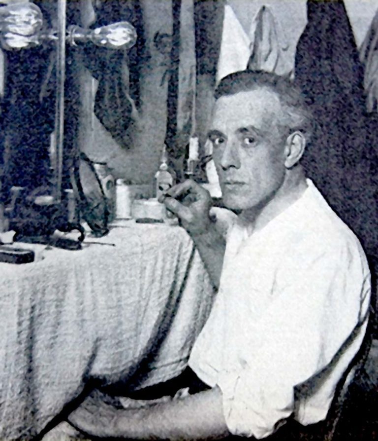 1913 - Stone in his dressing room at Elitch Theatre.