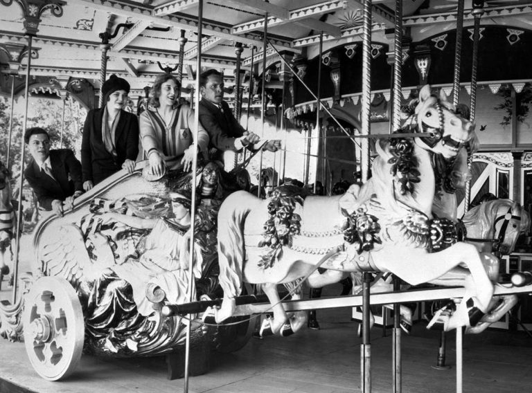 1926 Fredric March and Florence Florence Eldridge on the Elitch Carousel