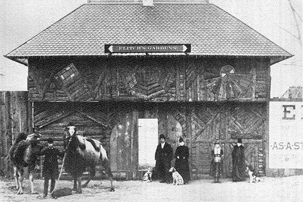 1890 Elitch's Zoological Gardens Entrance with John and Mary Elitch