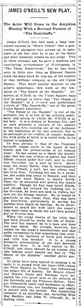 James O’Neills New play with May Buckley (The Brooklyn Daily Eagle, 1902-11-09 – P15