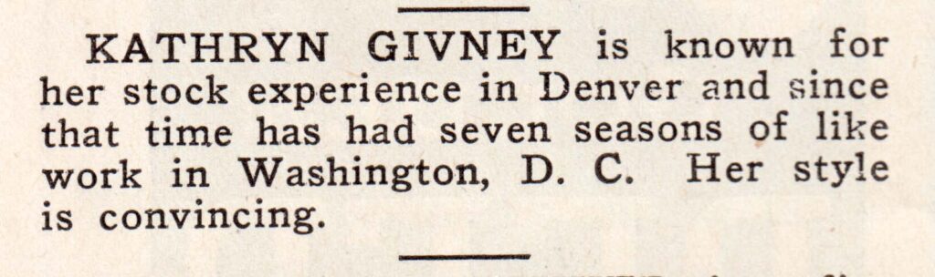 1934 – No More Ladies program – Kathryn Givney Bio