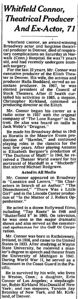 1988-07-19 – Whitfield Connors Death in NYT